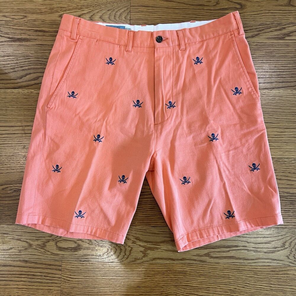 Castaway‎ Nantucket Island Mens 34 Coral Skull Print Chino Shorts